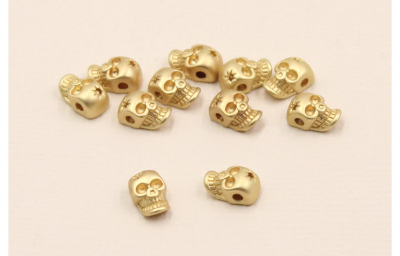 Cuenta Mini Calavera 7,5*5*4mm Dorado Mate