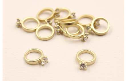 Anillo de 8mm con diamante de Cristal Dorado Mate