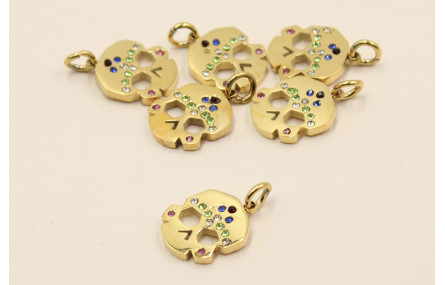 Calavera Acero Inoxidable Brillos 14*16mm Oro