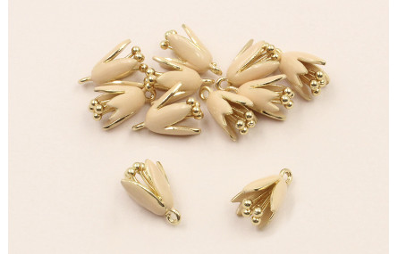 Colgante Flor esmaltada 12*8mm Esmalte Beige