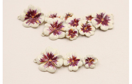 Pieza Trio Flores 12*40mm  Blanco, morado, naranja