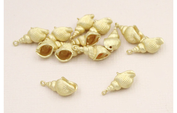 Cuenta Caracola Dorado Mate 14*6mm