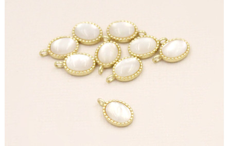 Colgante 10*7mm Dorado Mate con Pieza Opal