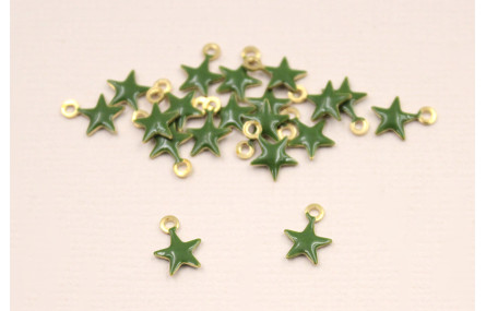 Cuenta Estrella 6mm esmalte verde Ingles