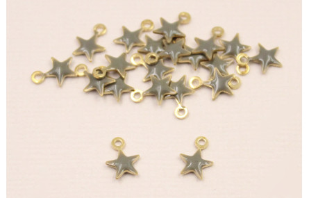 Cuenta Estrella 6mm esmalte Gris