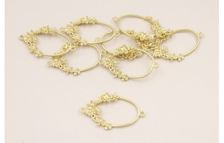 Colgante Ovalo Adornos Florales 40*23mm Oro Mate