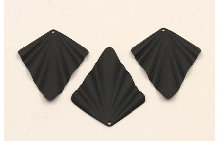 Cuenta Abanico plisado con anilla 35*25mm Negro