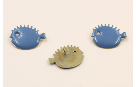 Cuenta Pez Globo 20*15 con Anilla esmalte Azul