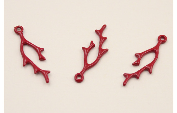 Cuenta Coral 25*7*0,5mm esmalte Rojo