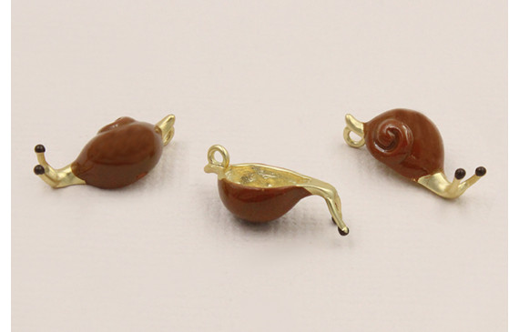 Cuenta Caracol 18*5*6mm Oro Mate y Marrón