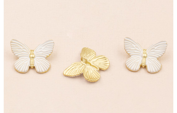 Colgante Mariposa 18*15 Oro Mate y Blanco