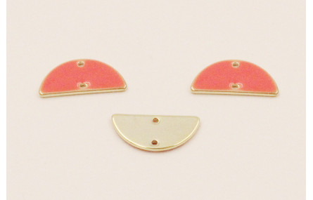 Cuenta Semicirculo de 15mm Dorado esmalte Coral