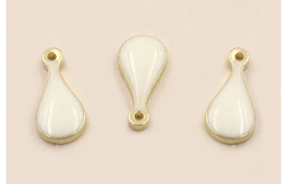 Pieza Acero Inox. Gota Plata 9*4mm esmalte Blanca