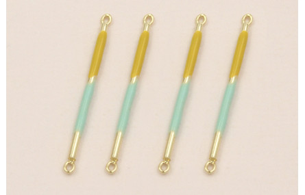 Colgante Acero Listón 23mm Oro Turquesa Mostaza