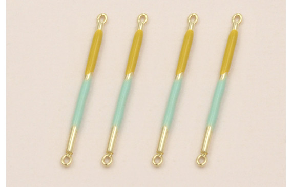 Colgante Acero Listón 23mm Oro Turquesa Mostaza