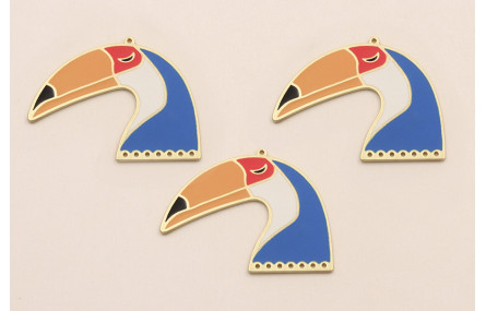 Colgante Tucan 30*40mm Blanco y Azul