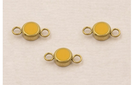 Entrepieza Acero Inox. Disco de 4mm Oro y Mostaza