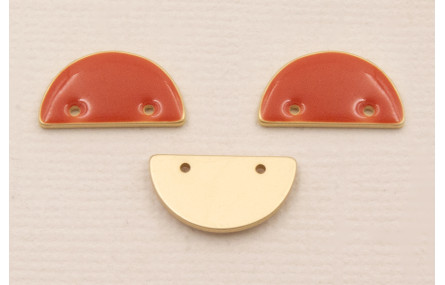 Cuenta Semicirculo 15*7mm esmalte Rosa Coral