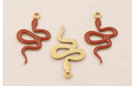 Colgante serpiente 18*10mm Esmalte Rojo