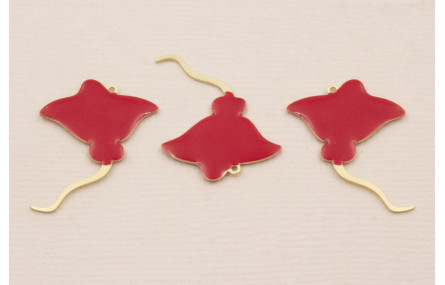 Cuenta Manta Raya 25*20mm Frambuesa y Oro Mate