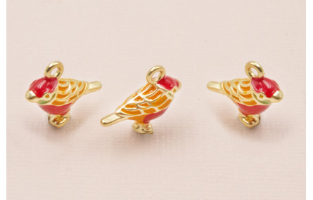 ColgantePájaro 15*17  Frambuesa, Naranja y verde