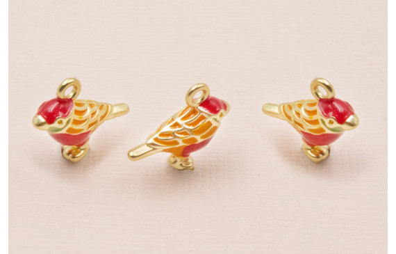 ColgantePájaro 15*17  Frambuesa, Naranja y verde
