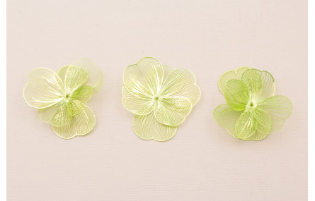 Cuenta Flor 35mm 6 pétalos  Verde Metálico