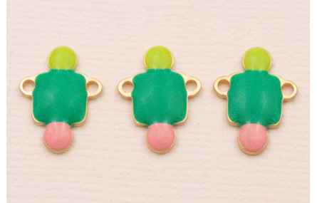 Colgante 15*10 verde, Rosa y Esmeralda Dorado Mate