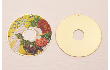 Disco 60mm  Oro Mate  Flores amarillas y rojas