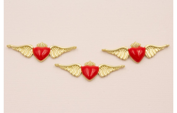 Colgante 2 anillas Sagrado Corazón con Alas 33*10