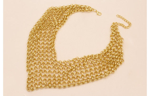 Collar Malla en pico de 50mm de cancho Oro Mate