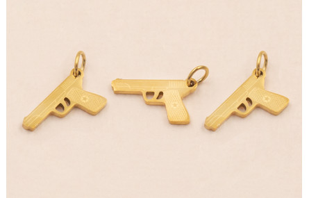 Colgante Pistola Acero Inox. 14*7mm Oro