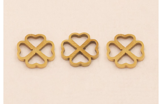 Trevol 4 hojas Acero Inox. 9*9mm Oro