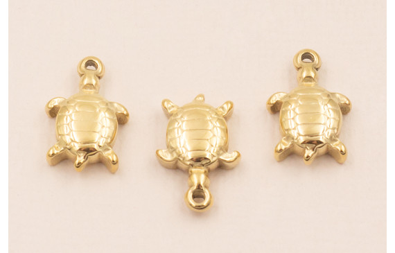 Colgante Tortuga Acero Inox. 15*10mm Oro