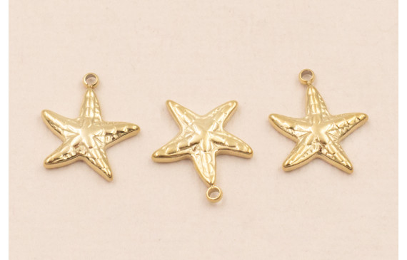 Colgante Estrella Mar Acero Inox. 10*10mm Oro