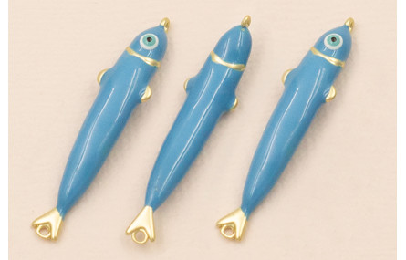 Entrepieza Pez esmaltado 32*5mm Azul