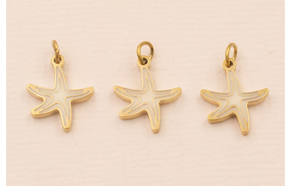 Colgante estrella Mar Acero 316L 9*9mm Color Crema