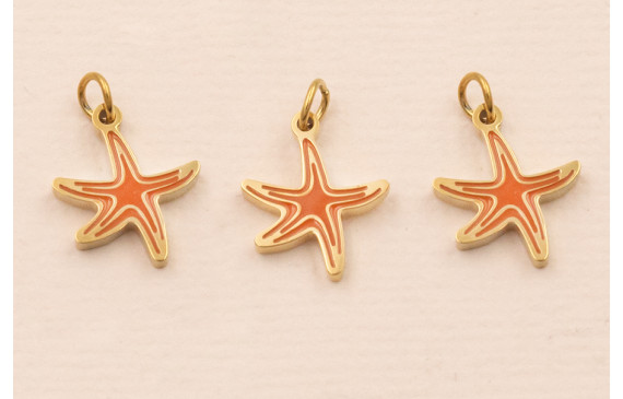 Colgante estrella Mar Acero 316L 9*9mm Color Coral