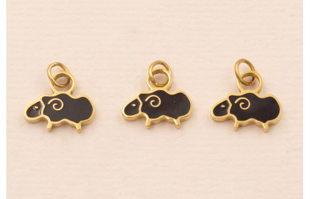 Colgante Oveja Acero 316L 9*5mm Esmalte Negro