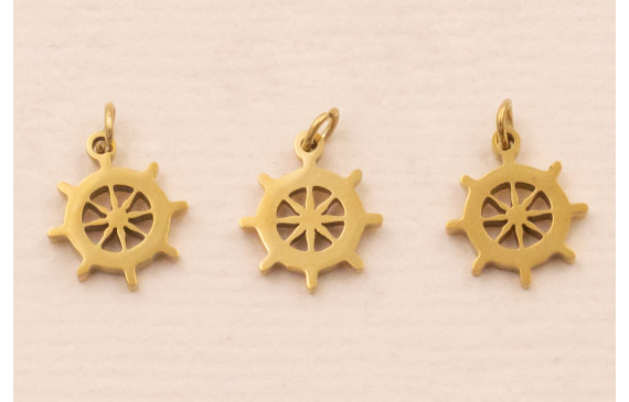 Timón de Acero  Inox 316L 7*7mm Oro