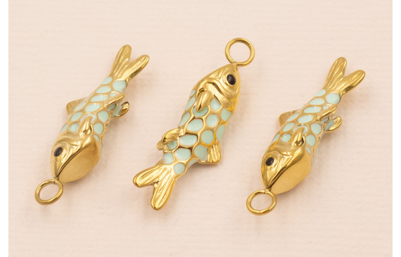 Colgante Pez Acero  Inox 316L 25*6*6mm Turquesa