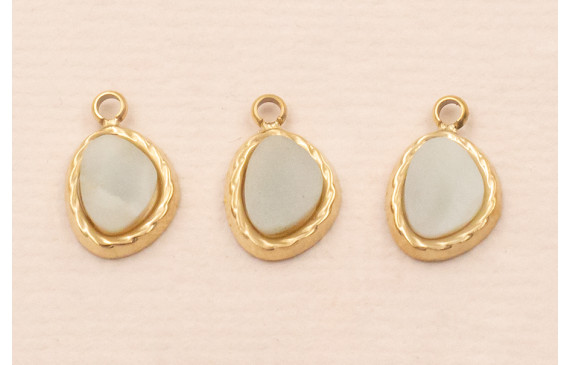 Colgante Acero Inox. 316L 9*5mm  Piedra Turquesa