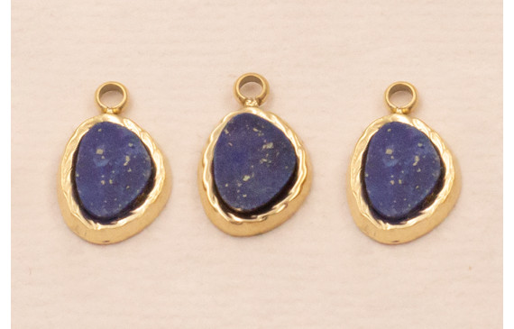 Colgante Acero Inox. 316L 9*5mm con Piedra Añil