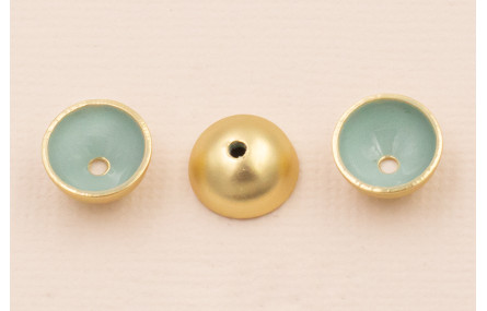 Semi Bola de 10mm con esmalte Turquesa Oro Mate