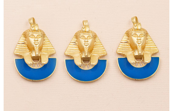Colgante Efigie 30*22 Oro Mate y Azul Añil