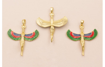 Colgante Egipcio Esmalte Tricolor 35*33mm