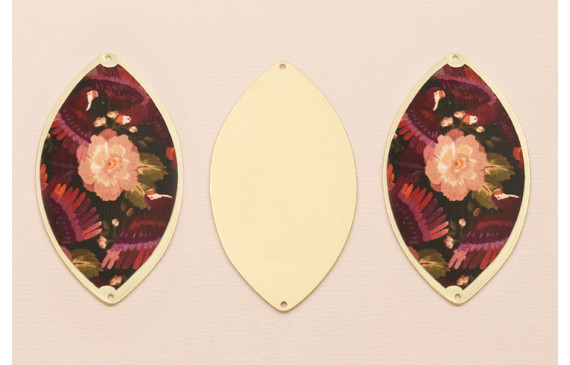 Ovalo 60*33  Oro Mate Flor Rosa y granate