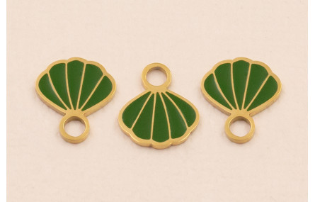 Colgante Concha Stainless Steel 316L  13*10 Verde