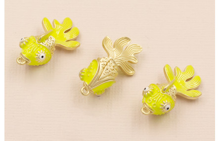 Pez Articulado 25*15mm Oro Mate y Lima