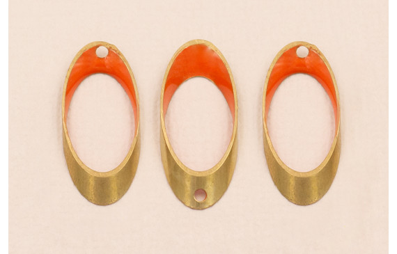 Ovalo Biselado 25*10 Esmalte Naranja